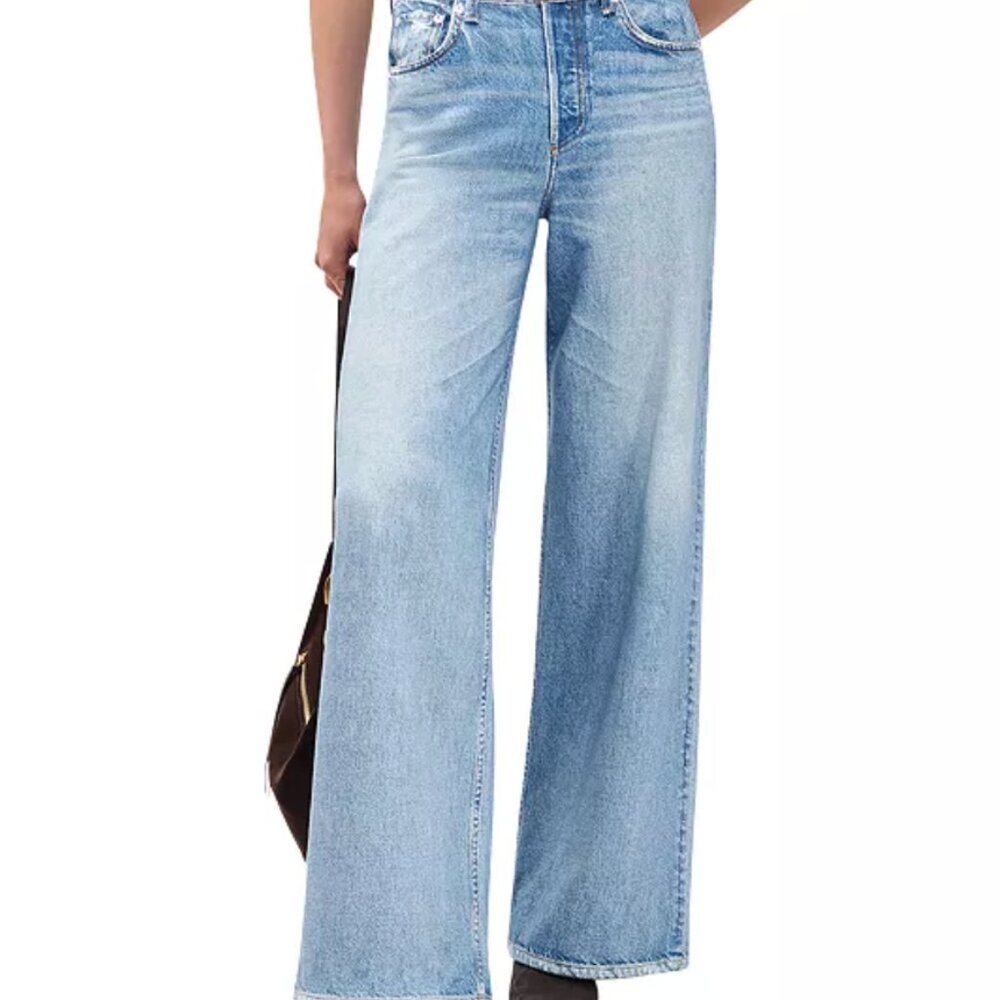 rag & bone Miramar Terry Sofie High Rise Wide Leg Sweatpant Jeans Raily NWT